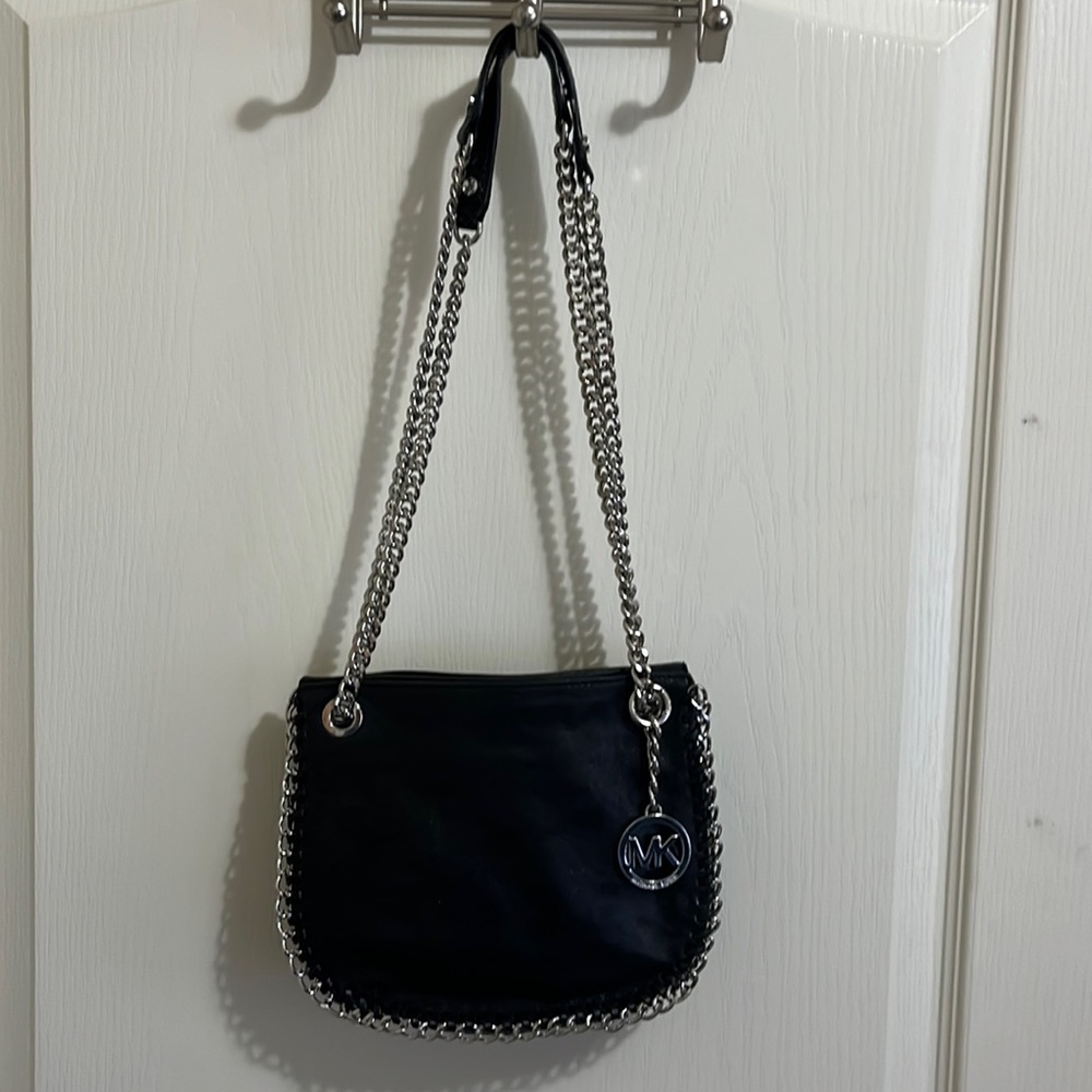 Michael Kors black leather shoulder bag
